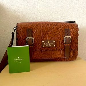 NWOT Kate Spade Brown Leather Embossed Authentic Rosalia Scout Shoulder Bag